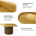 Wayne 35  Wide Boucle Upholstered Teddy Accent Chair with Solid Wood Legs by HULALA HOME