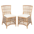 SAFAVIEH Patty Rattan Accent Chair with Cushion (Set of 2) - 19.7  W x 22.1  L x 35.4  H - 20Wx22Dx35H