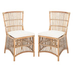 SAFAVIEH Patty Rattan Accent Chair with Cushion (Set of 2) - 19.7  W x 22.1  L x 35.4  H - 20Wx22Dx35H