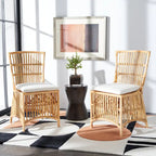 SAFAVIEH Patty Rattan Accent Chair with Cushion (Set of 2) - 19.7  W x 22.1  L x 35.4  H - 20Wx22Dx35H