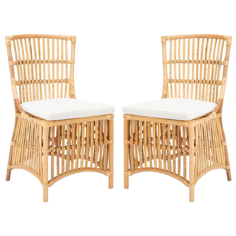 SAFAVIEH Patty Rattan Accent Chair with Cushion (Set of 2) - 19.7  W x 22.1  L x 35.4  H - 20Wx22Dx35H