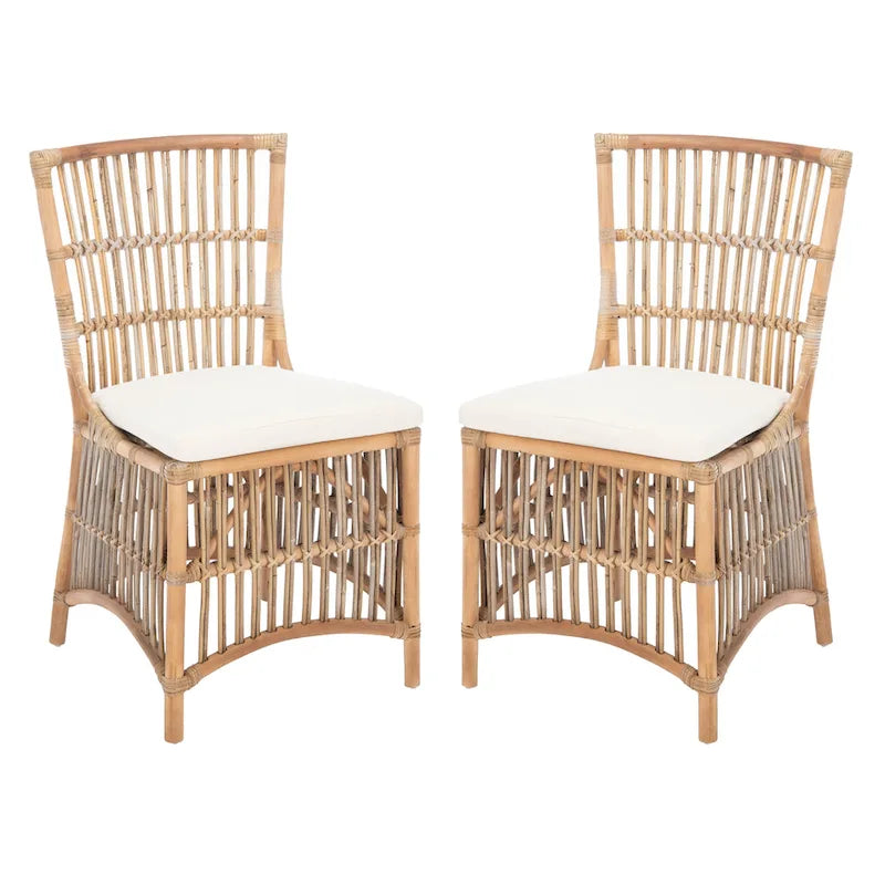 SAFAVIEH Patty Rattan Accent Chair with Cushion (Set of 2) - 19.7  W x 22.1  L x 35.4  H - 20Wx22Dx35H