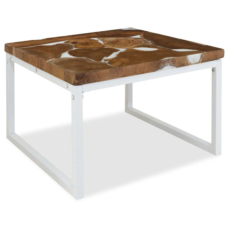 vidaXL Coffee Table End Table Side Table Living Room Furniture Teak Resin - 23.6  x 23.6  x 15.7  (L x W x H)
