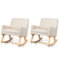 Gymax Set of 2 Mid Century Fabric Lounge Chair Upholstered Accent