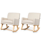 Gymax Set of 2 Mid Century Fabric Lounge Chair Upholstered Accent