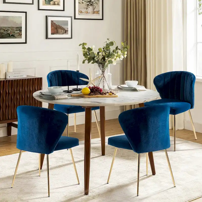 Barbara Side Chair with Metal Base Set of 4 by HULALA HOME