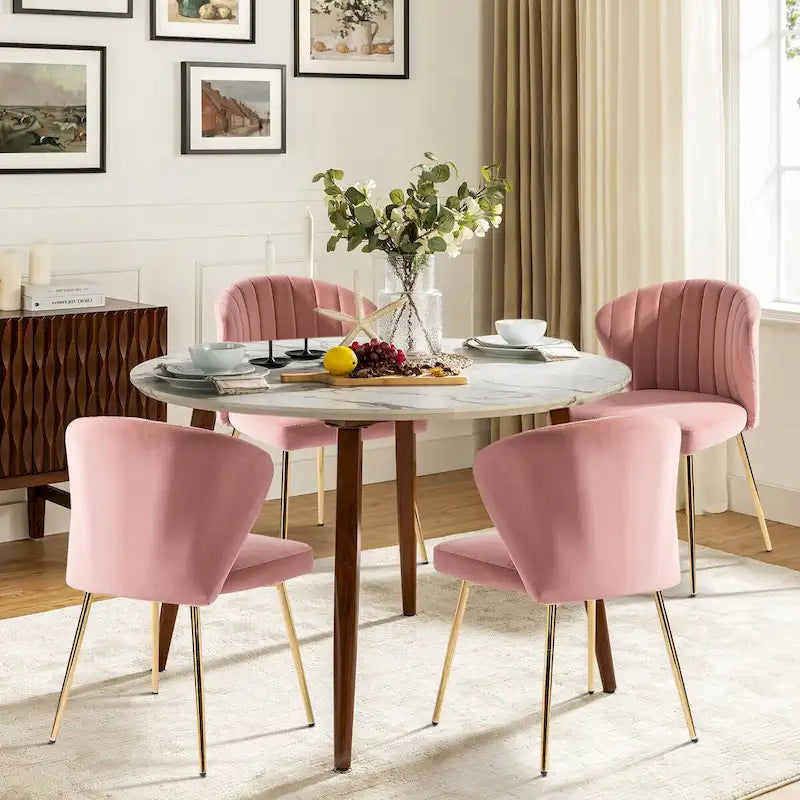 Barbara Side Chair with Metal Base Set of 4 by HULALA HOME