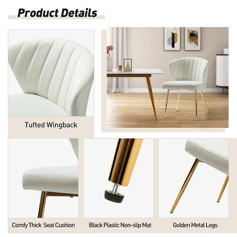 Barbara Side Chair with Metal Base Set of 4 by HULALA HOME