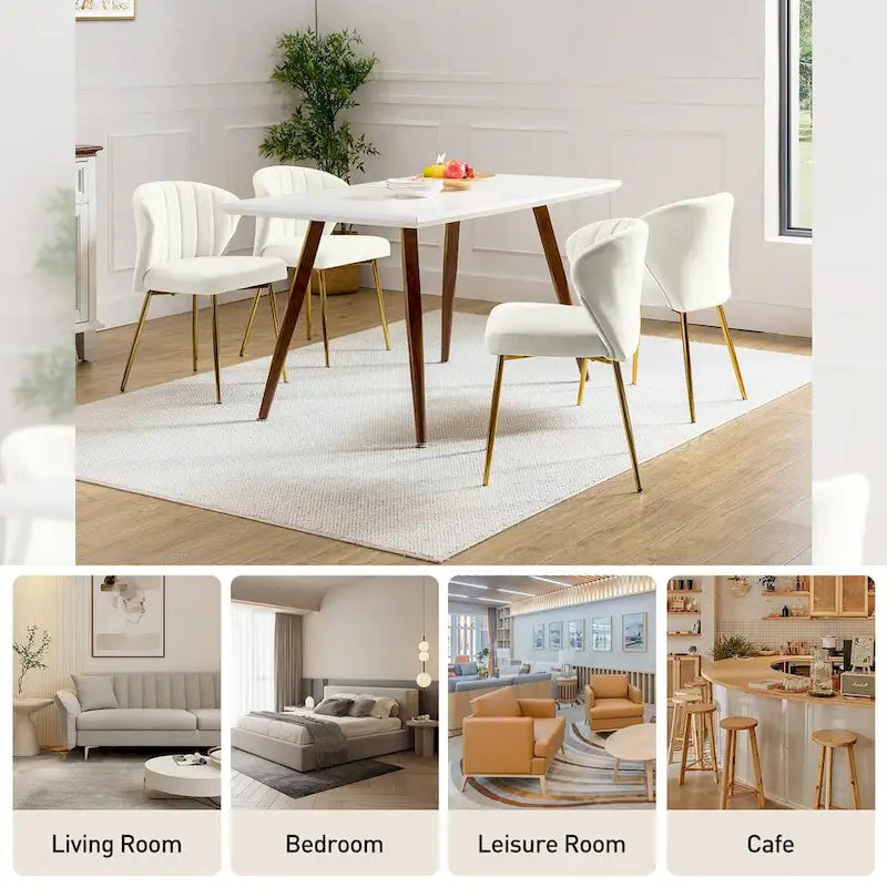 Barbara Side Chair with Metal Base Set of 4 by HULALA HOME