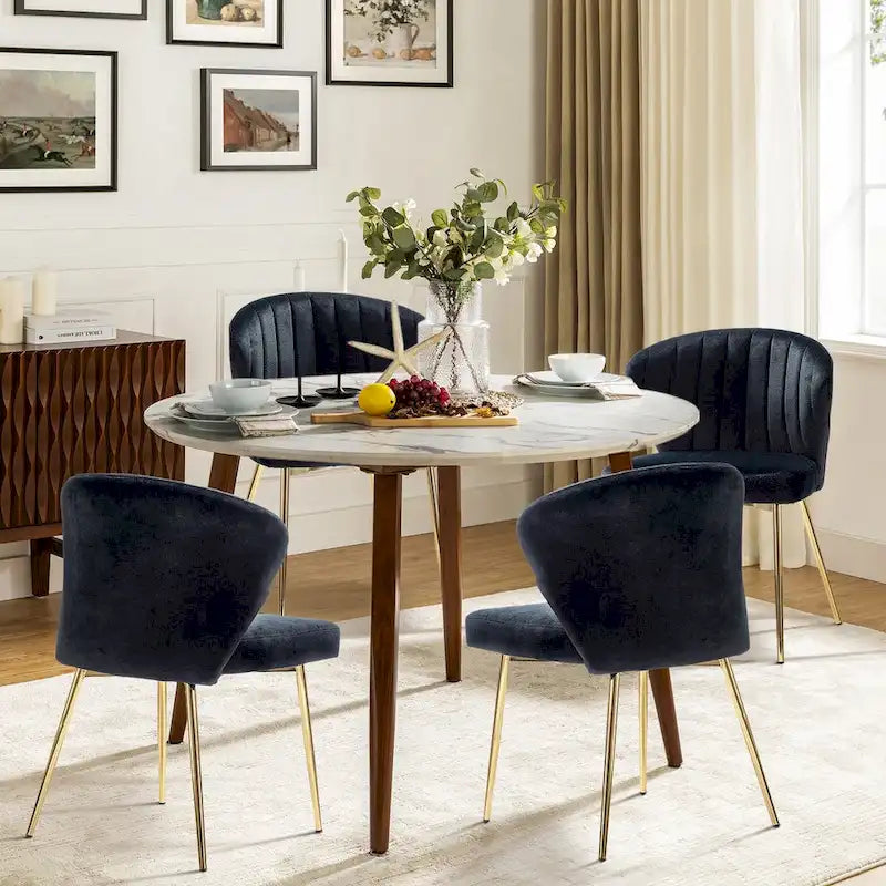 Barbara Side Chair with Metal Base Set of 4 by HULALA HOME