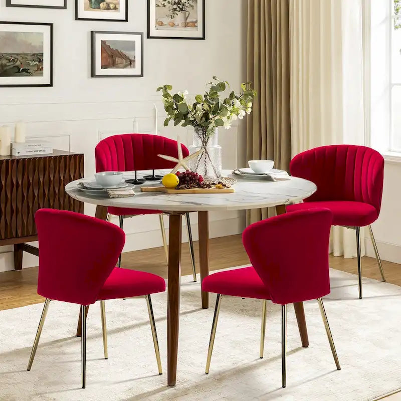 Barbara Side Chair with Metal Base Set of 4 by HULALA HOME