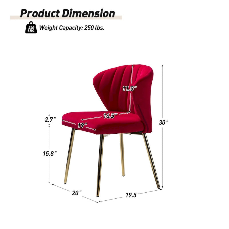 Barbara Side Chair with Metal Base Set of 4 by HULALA HOME