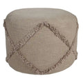 18  Brown Solid Texture Diamond Round Pouf Ottoman