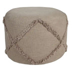 18  Brown Solid Texture Diamond Round Pouf Ottoman