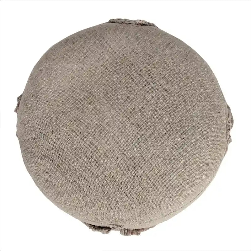 18  Brown Solid Texture Diamond Round Pouf Ottoman