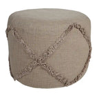 18  Brown Solid Texture Diamond Round Pouf Ottoman