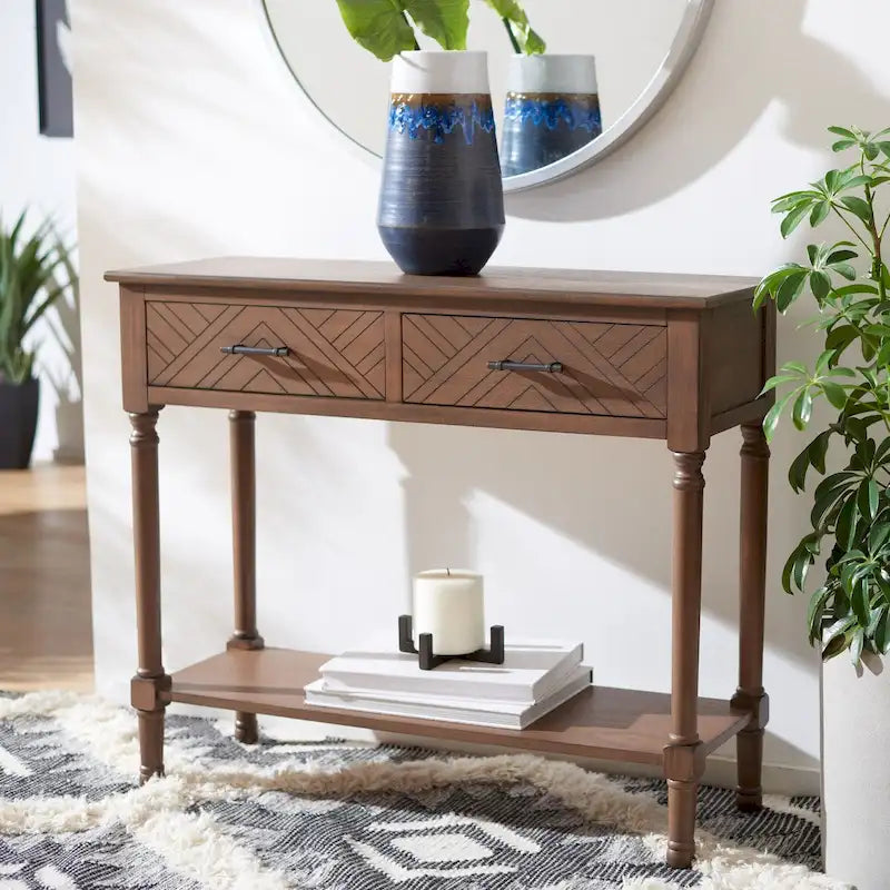 SAFAVIEH Eryka 2-Drawer Console Table - 35.5  W x 13  L x 29.5  H - 36Wx13Dx30H