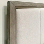 Roundhill Furniture Ennesley Gray Wood Bedroom Set with Upholstered Panel Bed, Dresser, Mirror, Nightstand, and Chest