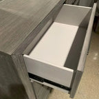 Roundhill Furniture Ennesley Gray Wood Bedroom Set with Upholstered Panel Bed, Dresser, Mirror, Nightstand, and Chest