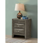Modern 23-in Metal Knob 3-Drawer Wood Nightstand