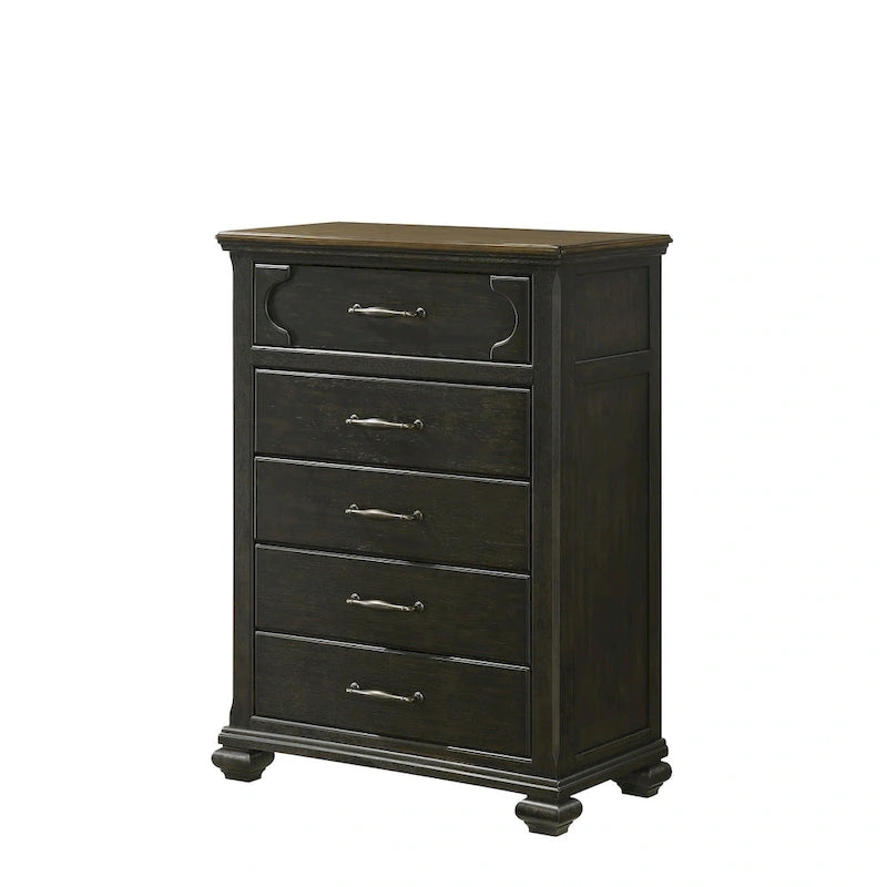 Josalina 5 Piece Brown Modern Contemporary Solid Wood And Veneers Fabric Storage Bedroom Set