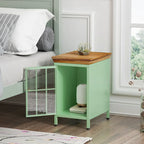 Nightstand with Storage Cabinet & Solid Wood Tabletop, 1PC/ 2PCS