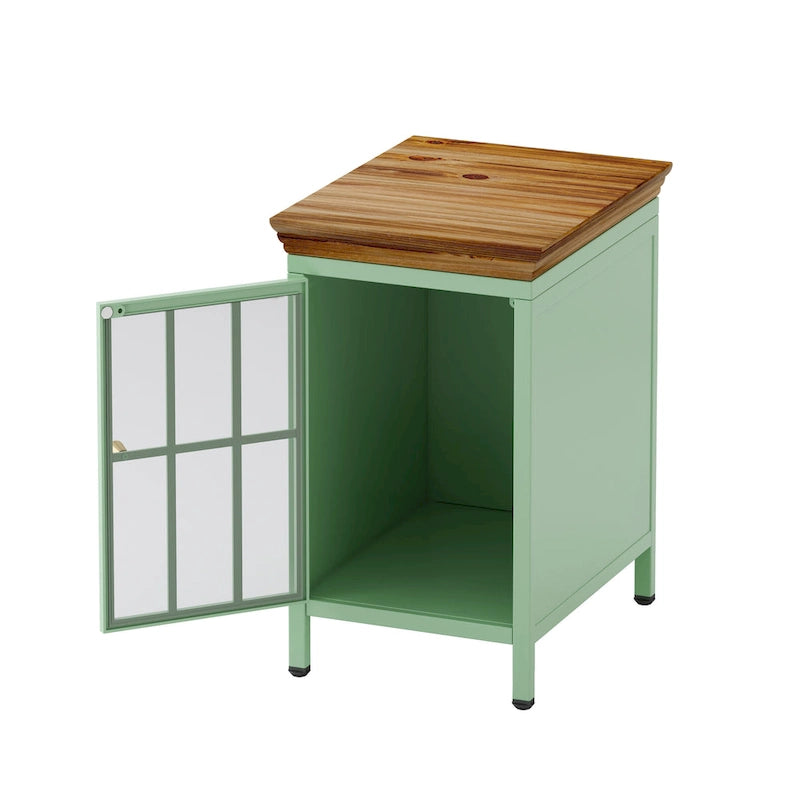 Nightstand with Storage Cabinet & Solid Wood Tabletop, 1PC/ 2PCS