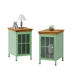 Nightstand with Storage Cabinet & Solid Wood Tabletop, 1PC/ 2PCS