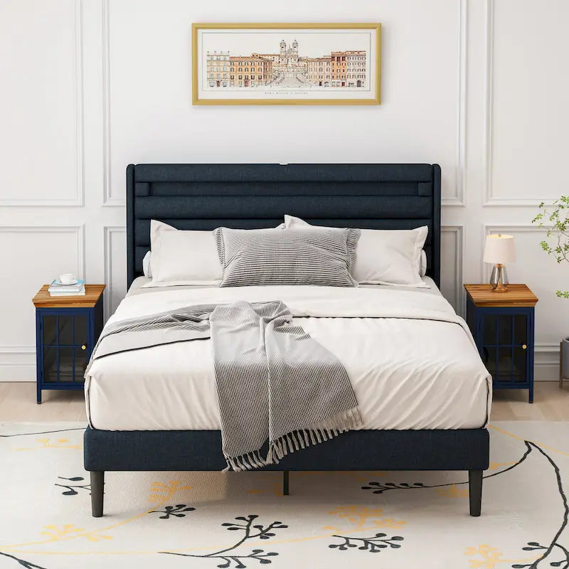 Nightstand with Storage Cabinet & Solid Wood Tabletop, 1PC/ 2PCS