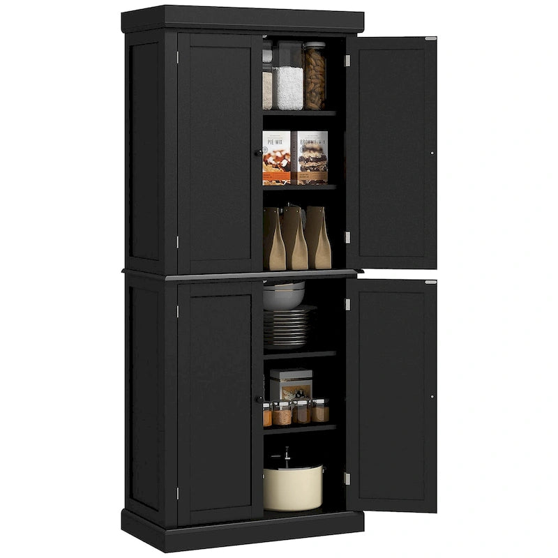 72.5  Kitchen Pantry Storage Cabinet, Freestanding Kitchen Cupboard with 4 Doors and Adjustable Shelves for Dining Room, MDF