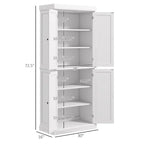 72.5  Kitchen Pantry Storage Cabinet, Freestanding Kitchen Cupboard with 4 Doors and Adjustable Shelves for Dining Room, MDF