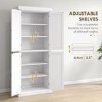 72.5  Kitchen Pantry Storage Cabinet, Freestanding Kitchen Cupboard with 4 Doors and Adjustable Shelves for Dining Room, MDF