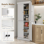 72.5  Kitchen Pantry Storage Cabinet, Freestanding Kitchen Cupboard with 4 Doors and Adjustable Shelves for Dining Room, MDF