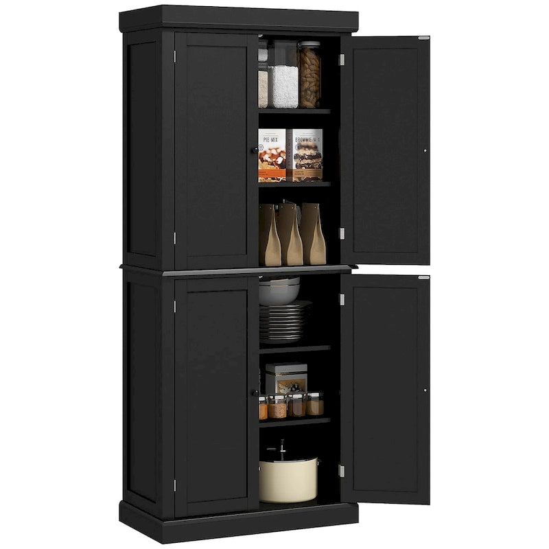 72.5  Kitchen Pantry Storage Cabinet, Freestanding Kitchen Cupboard with 4 Doors and Adjustable Shelves for Dining Room, MDF