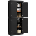 72.5  Kitchen Pantry Storage Cabinet, Freestanding Kitchen Cupboard with 4 Doors and Adjustable Shelves for Dining Room, MDF