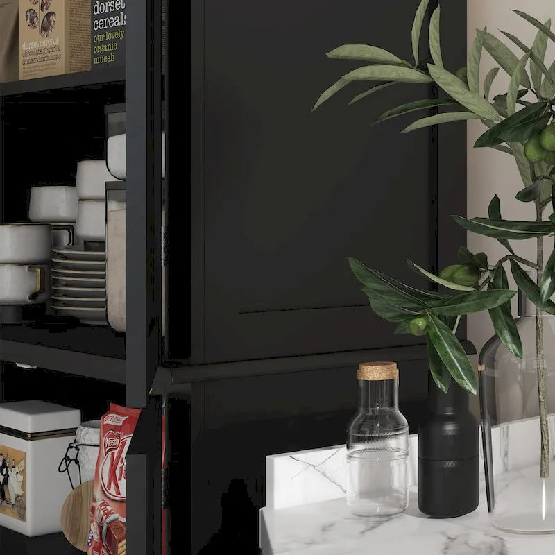 72.5  Kitchen Pantry Storage Cabinet, Freestanding Kitchen Cupboard with 4 Doors and Adjustable Shelves for Dining Room, MDF