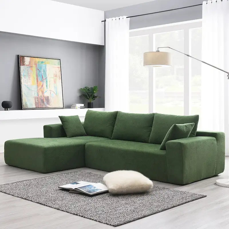 109*68  L-Shape Modular Sectional Living Room Sofa Set Couch Upholstered Sleeper Sofa Free Combination