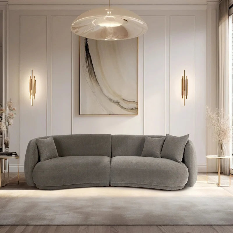 Sagebrook Home Neutral Modern 4 Seat Rectangle Curved Sofa - 117  x 49  x 31