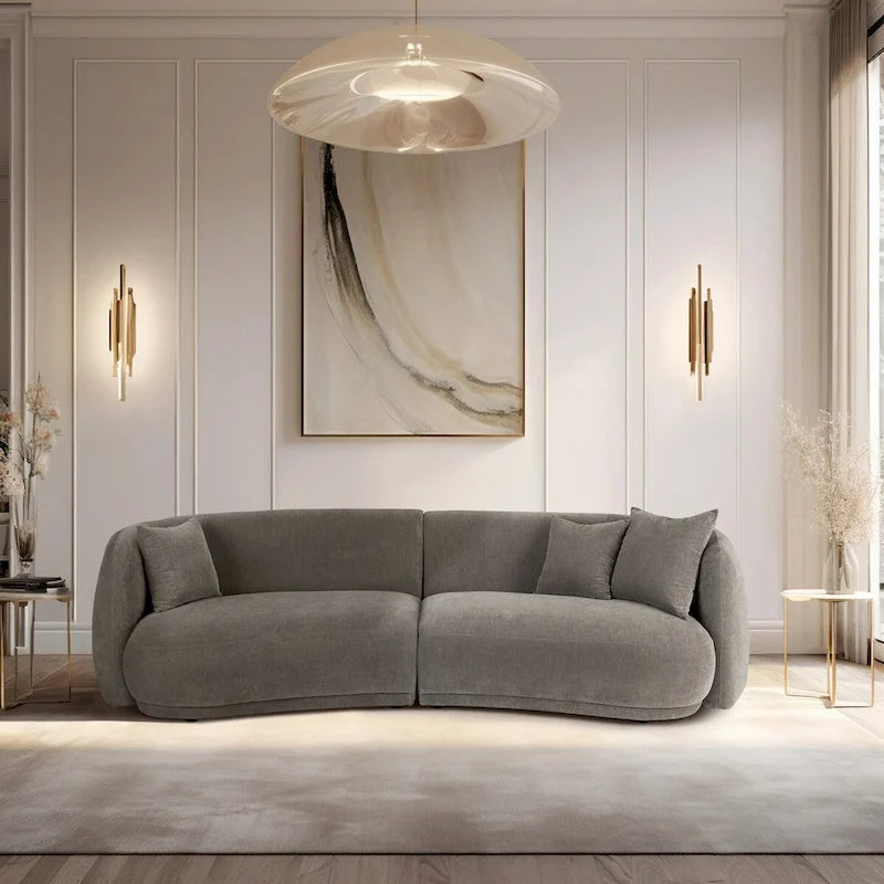 Sagebrook Home Neutral Modern 4 Seat Rectangle Curved Sofa - 117  x 49  x 31 