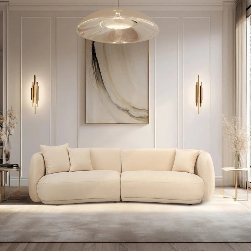 Sagebrook Home Neutral Modern 4 Seat Rectangle Curved Sofa - 117  x 49  x 31