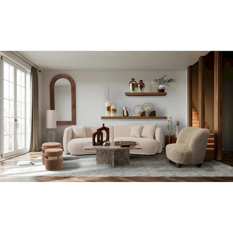 Sagebrook Home Neutral Modern 4 Seat Rectangle Curved Sofa - 117  x 49  x 31