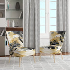 Designart  Pastel Abstract With Blue Black & Gold Spots III  Upholstered Fractals Accent Chair and Modern Arm Chair
