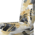Designart  Pastel Abstract With Blue Black & Gold Spots III  Upholstered Fractals Accent Chair and Modern Arm Chair