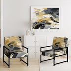Designart  Pastel Abstract With Blue Black & Gold Spots III  Upholstered Fractals Accent Chair and Modern Arm Chair