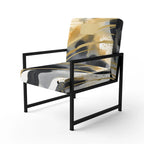 Designart  Pastel Abstract With Blue Black & Gold Spots III  Upholstered Fractals Accent Chair and Modern Arm Chair