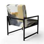 Designart  Pastel Abstract With Blue Black & Gold Spots III  Upholstered Fractals Accent Chair and Modern Arm Chair
