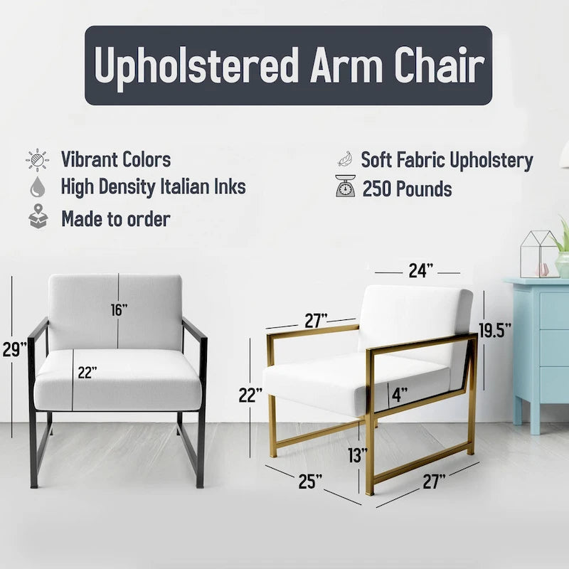 Designart  Pastel Abstract With Blue Black & Gold Spots III  Upholstered Fractals Accent Chair and Modern Arm Chair