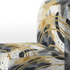 Designart  Pastel Abstract With Blue Black & Gold Spots III  Upholstered Fractals Accent Chair and Modern Arm Chair