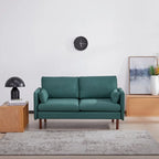 Yucca Modern Loveseat Sofa, Polyester / Vegan Leather Settee Couch - Includes 2 Pillows