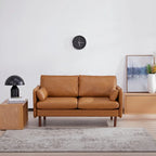 Yucca Modern Loveseat Sofa, Polyester / Vegan Leather Settee Couch - Includes 2 Pillows